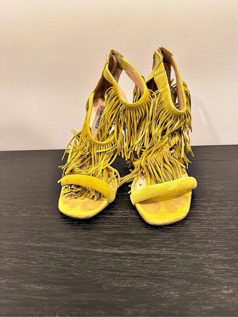 Steve Madden Fringly Fringe High Heels Yellow